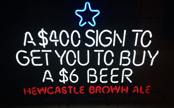 Newcastle $6 Beer Neon Sign